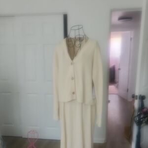 Time and Tru Cream Cardigan and Skirt Set